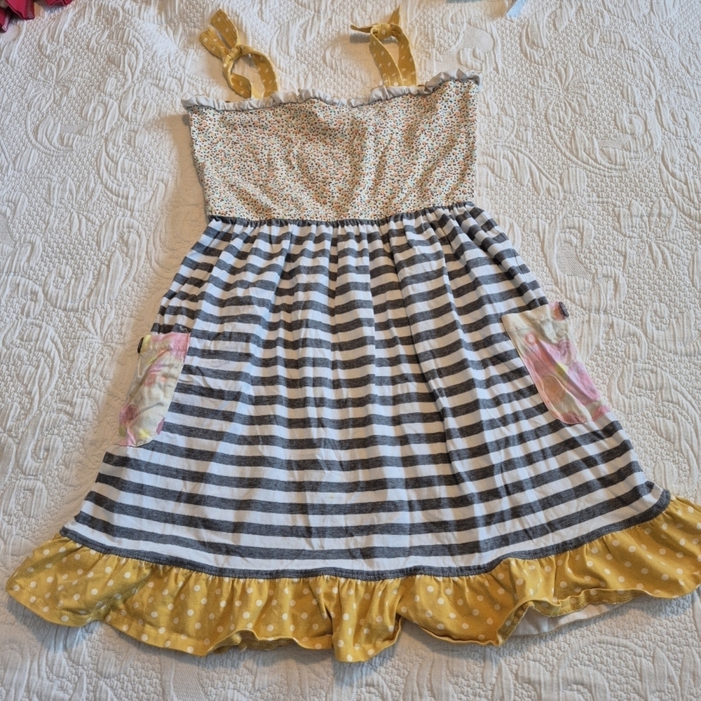 Matilda Jane 435 girls size 14 sleeveless dress side pockets GUC minor fade - Picture 4 of 7